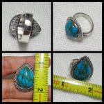 Antique silver Turquoise Ring Size Photo 2