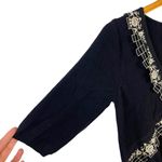 Anthropologie Field & Flower Black Knit Granny Sweater 3/4 Sleeves Lace Detail S Photo 4