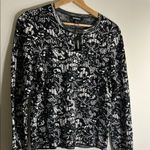 EXPRESS Women’s‎  Lace Jacquard Fitted Crew Neck Sweater Black White Size XL Photo 1