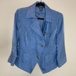 Per Se Vintage Linen Blend Metallic Blue Blazer Sz 6 Photo 0