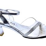 Mister Loren's Slingback Dressy Heels Size 9 Silver Clear Lucite Rhinestone New Photo 2