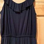 Loft  Jumpsuit Womens S Black Sleeveless Ruffle Neck Wide Leg Pockets Lightweight Photo 5