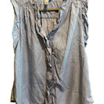 Kut From The Kloth Blouse Womens Size Large Blue Chambray Sleeveless Ruffled Photo 0