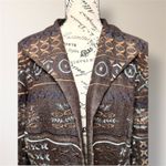 Coldwater Creek W18 Brown Embroidered Beaded Jacket Boho Artsy Open Front Blazer Photo 3