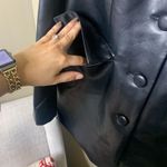 Avec Les Filles Oversized Faux Leather Blazer Jacket in Black Size Medium Photo 2