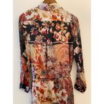 Teri Jon Boho Tapestry Button Down Shirt Dress Long Sleeve Multicolor EUC 4 Brown Photo 6