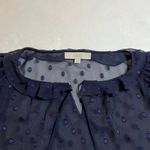 Loft Cap Sleeve Polka Dot Semi Sheer Blouse Size Small Preppy Office Nautical Photo 2