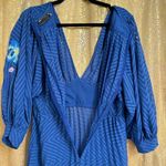 ASOS  Design Royal Blue Textured Floral Embroidered Midi Dress Size 8 Photo 8