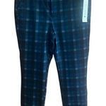 AQUA  Woman’s Plaid Crop Pants Sz L Black/Blue/Green NWT Photo 0