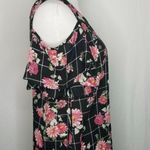 BCX Cold-Shoulder Black And White Plaid Floral Short Sleeve Top Size Small Photo 4