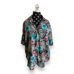Jeri Marque Womens Blouse Sz‎ 16 Hawaiian Tropical Vintage Print Shirt Hibiscus Photo 2