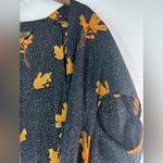 Bel Kazan OS M/L Open Front Fall Leaves Duster Black White Polka Dot Orange Top Size L Photo 2