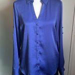 EXPRESS Women’s Portofino Slim Fit Long Sleeve Button Up Notch Neck Satin Blouse Photo 10