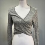 Soul Shaking CLEARANCE! Gray Boutique Wrap Crop Sweater Size S NWT Photo 0