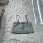 ZARA retro denim skirt cut off spaghetti strap crop top XS NWT Photo 2