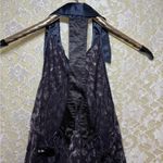 Free People NWOT Navy blue and silver  New Romantics Sleeveless Dress w Collar Photo 8