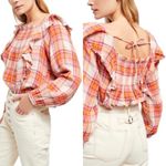 We The Free Free People Plaid Ruffle Top Long Sleeve Size L NWT $118.00 Photo 6