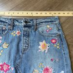 American Eagle Embroidered Distressed Denim Mini Jean Skirt Button Fly ~ Size 4 Photo 13