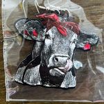 Handmade Faux Leather Cow Dangle Earrings Photo 1
