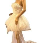 Unique Vintage Vintage high low wedding prom strapless corset tulle maxi train dress size small Photo 1