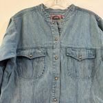 Vintage Denim Maxi Dress Long Line Pearl Snap Buttons Cowgirl Chambray Cottage Blue Size 12 Photo 2