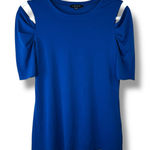 1. State  Cobalt Blue Crewneck Ruched Cold Shoulder Short Sleeve Top Medium Photo 0