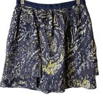 Walter 100% Silk‎ Blue Yellow White Tiered Mini Skirt Womens 0 Artsy Abstract Photo 4