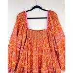Free People  Womens Dress Orange Endless Afternoon Mini Floral Puffed Boho Large Photo 10