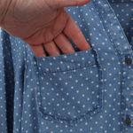 Tinsel Blue Polka Dot Chambray Button Top Womens Roll Tab Sleeve Size XS Photo 3