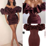 House Of CB  Selena Wine Red Brown Puff Sleeve Off Shoulder Corset dress‎ size S Photo 1