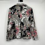 Niji of Waikiki Hawaiian Button Jacket M Art to Wear Floral Paisley Eyelets Black Size M Photo 7
