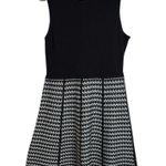 Calvin Klein Black and Houndstooth Sleeveless Knit Mini Sweater Dress L Photo 1