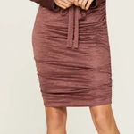 RTR Louna Brown Shimmery Collared Long Sleeve Side Ruched Mini Dress Sz L Size L Photo 0