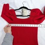 Lila Rose Lily Rose Red Ribbed 3/4 Puff Sleeve Bodycon Dress Photo 4