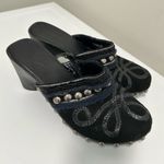 Laura Ashley Pennington Beaded Mules Black Silver Size 9 Photo 1