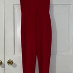 Red jumpsuit vneck with gold zipper back Size M Photo 0