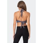 Edikted NWT Raine Curved Halter Top M Women Gray Tie Back Sleeveless Cropped Photo 3