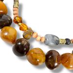 Free People  Flynn Layered Necklace in Brown Tan Neutral Beach Bohemian NWT Photo 4