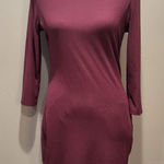 Discreet Burgundy Rib Knit Bodycon Turtleneck Dress Photo 0