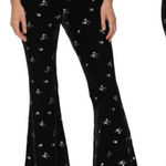 Avec Les Filles Avec Les‎ Filles Floral Embroidered Velvet Flare Pants Black Silver S Photo 0