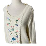 Talbots  Cable Knit Floral Embroidered Sweater Photo 3