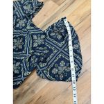 Loft  Navy Puff Sleeve Smocked Cotton Crop Top Floral Size M Photo 10