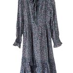 BANJANAN Marion Floral Bow Lilac Ruffled Midi Dress Sz XS Purple Photo 2