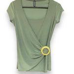 Jason Maxwell  Green Short Sleeve Faux Wrap Summer Casual Stylish Top SZ Small Photo 0