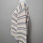 Liz Claiborne Y2K Cream Textured Striped Boxy Linen Blend Cardigan Size Large Photo 1