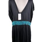 Swimsuits For All Coverup Dress 14/16 Black Blue Animal Print Belt New Photo 0