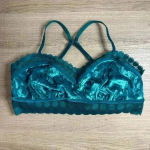 Aerie  bralette turquoise velvet and lace sz M Photo 0