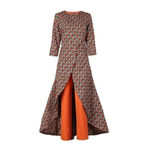 Sassy Jones Jumpsuit Women Medium Orange Geometric Zebediah Cape Dressy Pantsuit Photo 7