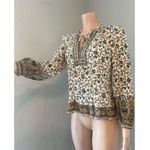 Shoshanna TAN FLORAL PAISLEY Printed Tie-Neck Puff Sleeve Blouse Top XS #158 Photo 8