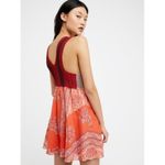 Free People  • Katie’s Crochet Top Mini Dress boho bandana print red orange flare Photo 13